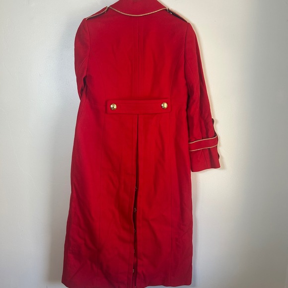 NWT Banana Republic OliviaPalermo Red Military Wool Blend Long Coat Petite Small - Picture 10 of 13